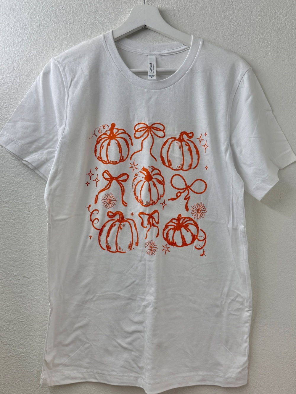 Pumpkin Print White Short Sleeve Tee